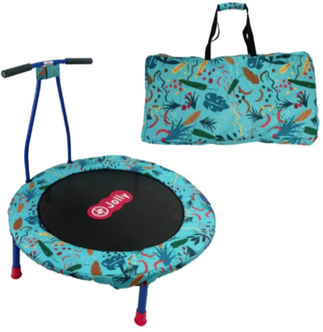 Jolly JL-1001兒童折疊彈跳床 附手扶把手 高彈力安全設計 訓練平衡感, 植物樂園, 1個