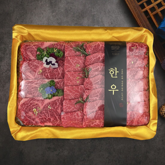 한우선물세트 구이용 마블링 한우1++ 투뿔 가연미담, 1kg, 1개