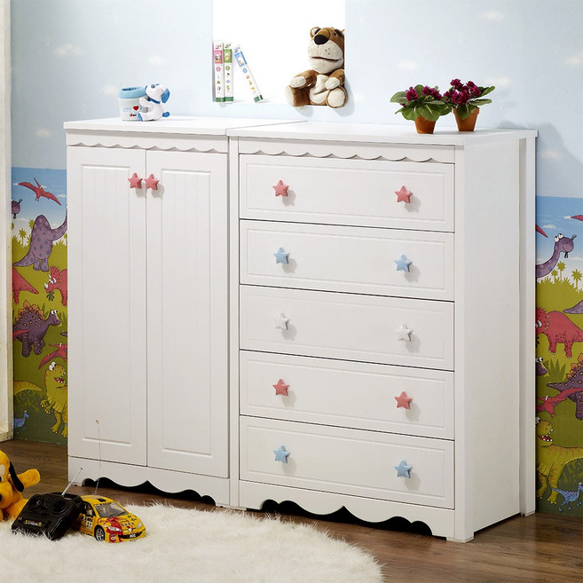 미자크 파스텔 수납장+5단서랍장세트 / 베이비옷장 아기옷장 키즈 출산준비 유아가구 1200 1600, 화이트, 파스텔 수납장+5단(800), 1개