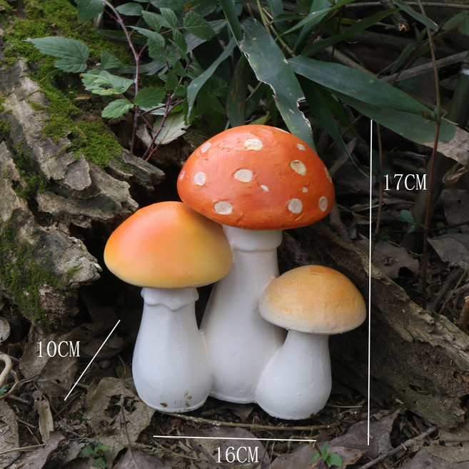 庭院用品戶外蘑菇太陽能燈小夜燈園林花園草坪裝飾假山造景擺件, 26012圓形橙色三頭:一個
