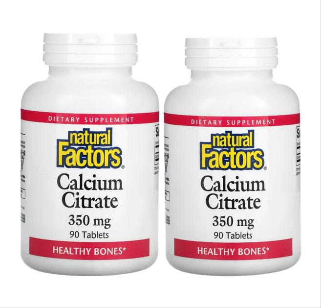 내추럴팩터스 구연산칼슘 350mg 90정 X 2통 Natural Factors 칼슘, 2개 - 쿠팡