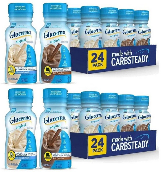 글루서나 뉴트리션 쉐이크 초콜릿 & 바닐라 버라이어티 237ml, 48개