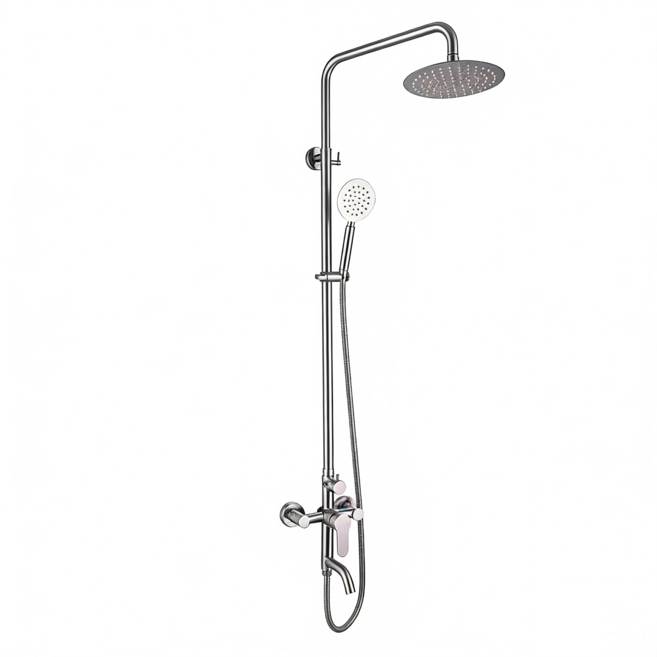 샤워기 스테인레스 해바라기 샤워기 세트, 실버, 1개