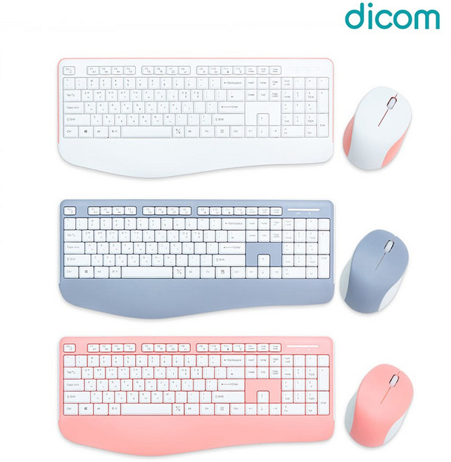 디콤 DOMK-202B 무선 키보드 마우스 세트 (그레이), 그레이, 인체공학
