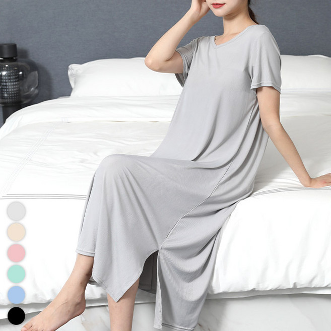 텐클로 빅사이즈(44~130까지) 여성용 오버핏 냉감 쿨 스판 반팔 롱 원피스