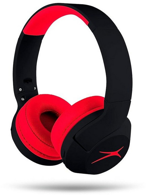 Altec Lansing Kid Safe 노이즈 캔슬링 무선 헤드폰 15H 배터리 85dB 볼륨 제한 접이식 디자인 강력한 사운드 액티브 노이즈 캔슬링 만 7세 이상, 블랙아웃 클래식 레드