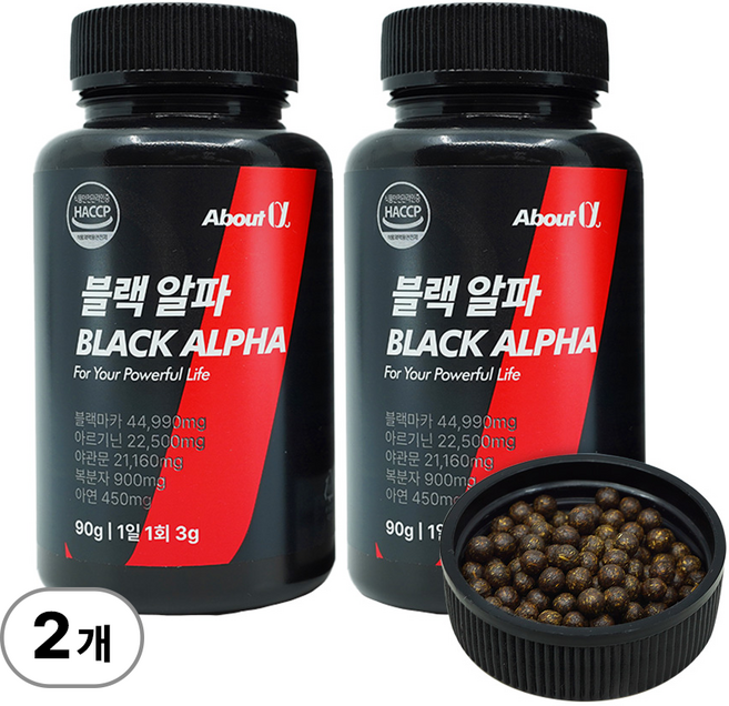 어바웃알파 블랙알파 남성 정력 영양제 장어22배+굴33배 활력 아르기닌 블랙마카 복분자 야관문 아연, 2개, 90g