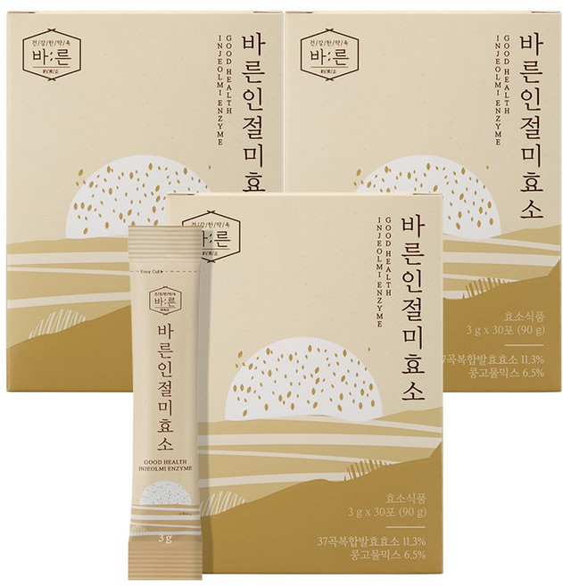 바른 37종 곡물 발효 인절미 효소, 3박스, 90g