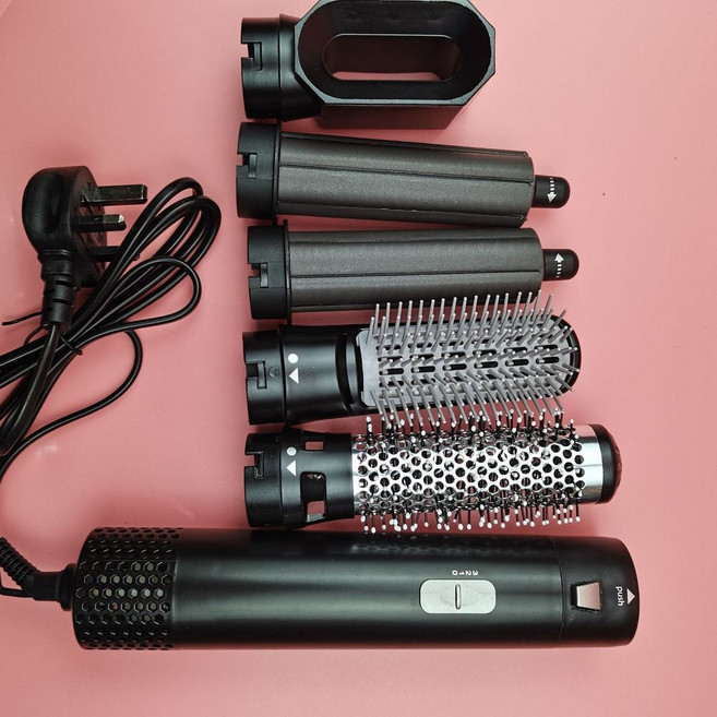 五合一熱風梳 自動捲髮器, 黑色, 美規110V