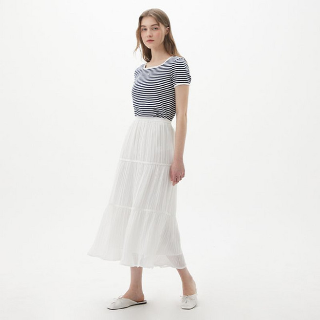 플라스틱아일랜드 셔링 티어드 스커트 PQ2WS462