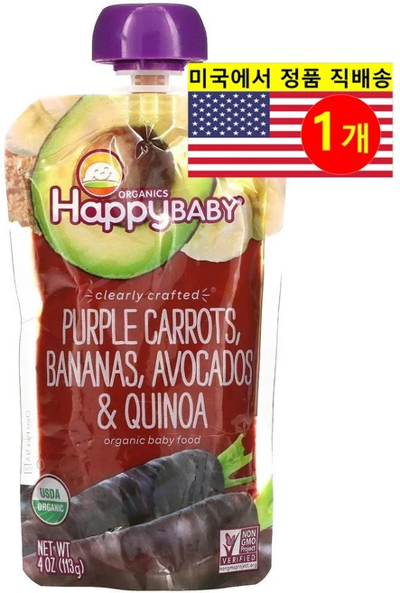 Happy Family Organics 6개월 이상 유아용 2단계 퓨레 이유식 113g 1개 - 쿠팡