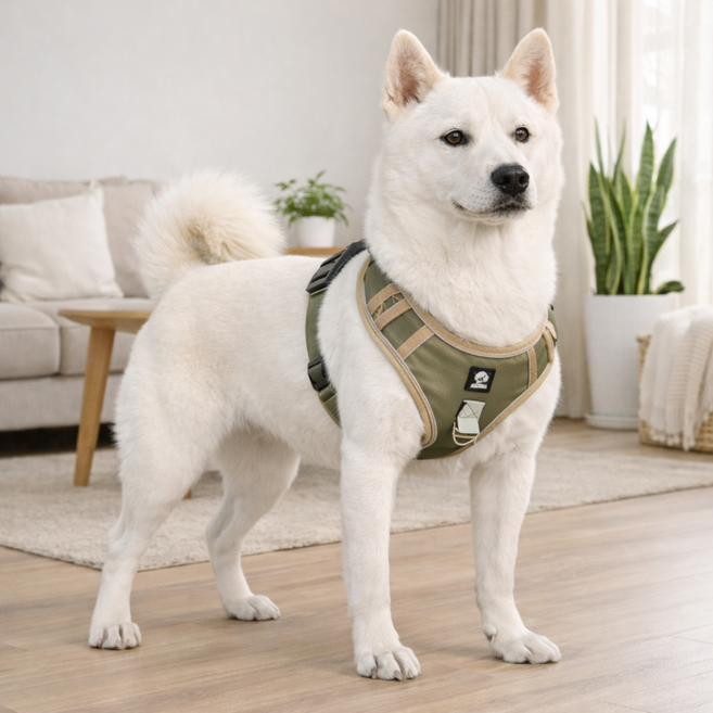 담다르 강아지 가슴줄 중대형견 하네스, 1개, 카키