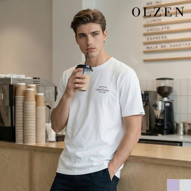 올젠 남녀공용 올리버 양면 그래픽 반팔 티셔츠 ZMD2TR1901 B