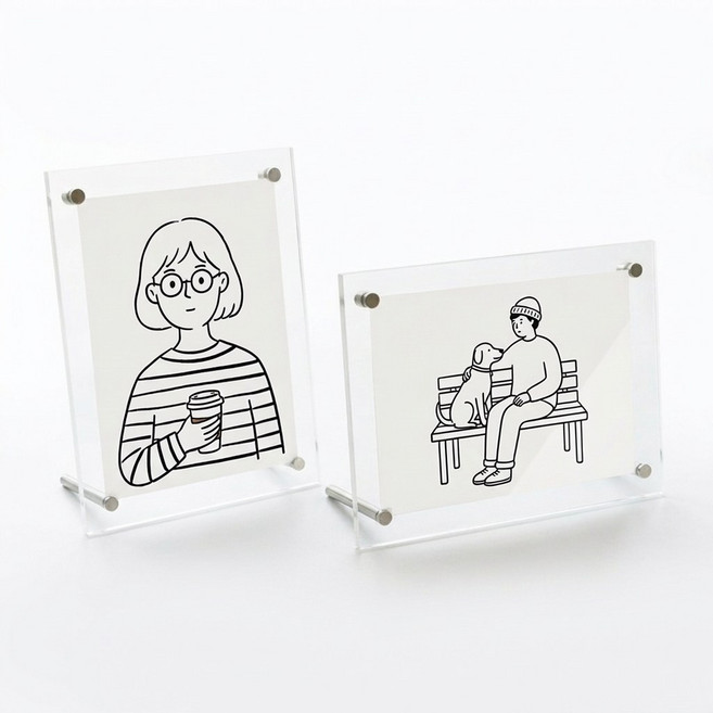 투명 아크릴 액자 탁상용 액자 프레임 그림 상장 자격증 스탠드형, 1개