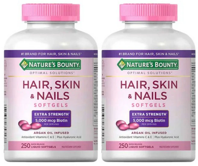 네이처스바운티 헤어 스킨&네일 250 소프트젤 NATURE'S BOUNTY HAIR SKIN AND NAILS, 2개, 250정 - 쿠팡