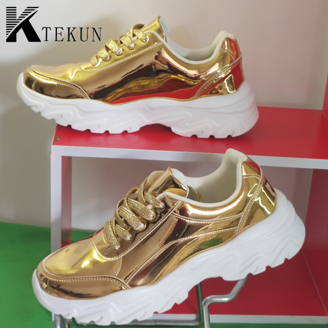 여성 빅 사이즈 골드 운동화 아웃도어 캐주얼 방수 커플 운동화