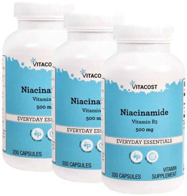 비타코스트 니아신 아마이드 비타민B3 500mg 캡슐 Vitacost Niacinamide, 3개, 200정 - 쿠팡