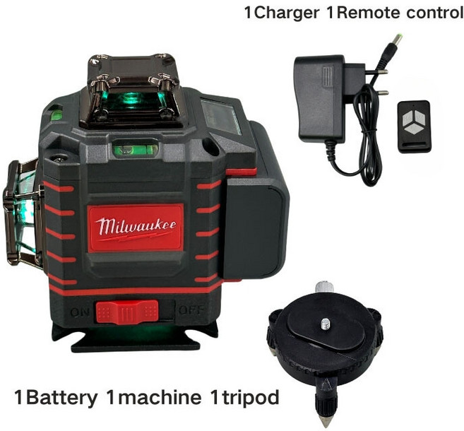 밀워키 4D 16라인 그린빔 360 ° 셀프 레벨링 레이저 수평 및 전문 도구, [01] EU, [01] a set, 1개