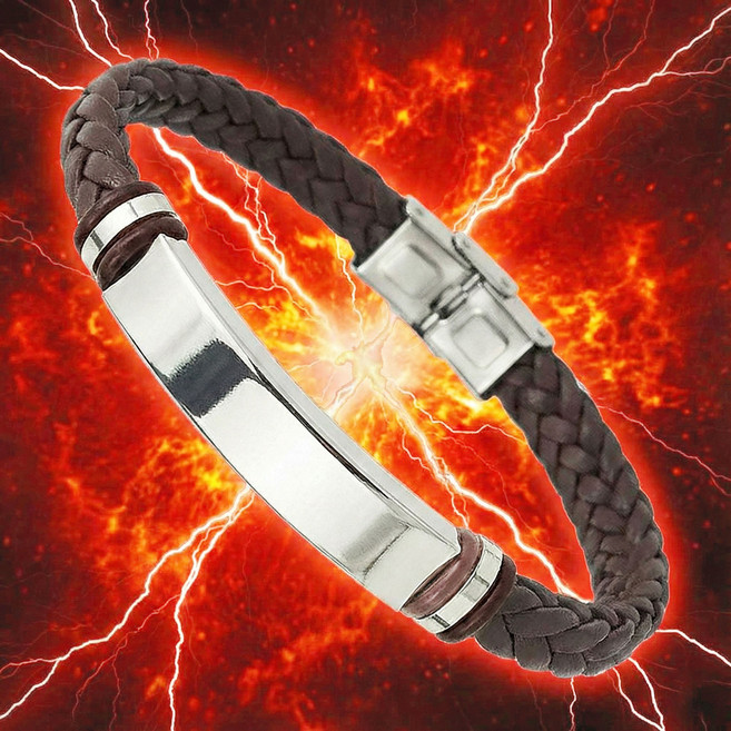 캐지오 정전기 방지 제거 티타늄 건강 팔찌 용품 가죽