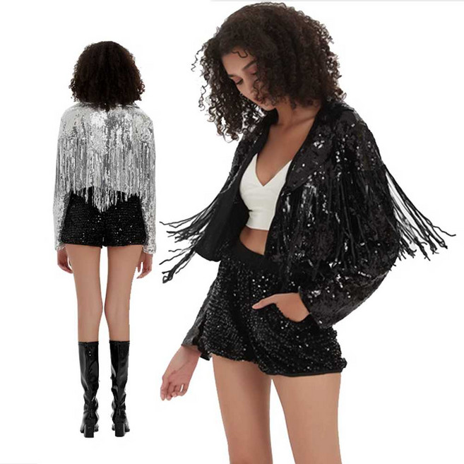 반짝이 무대의상 축제 행사 의류 태슬 자켓 라인댄스 난타 공연 스팽글 재킷