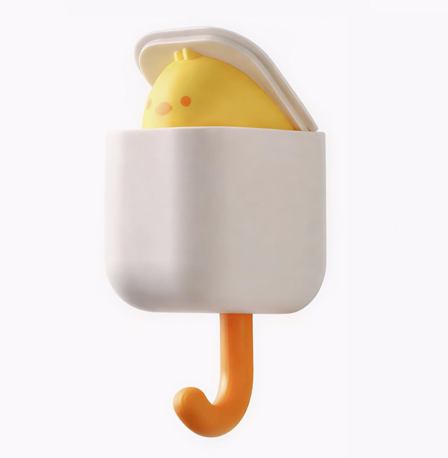 [Bunny Kitty Club] 무타공 고양이 병아리 벽걸이 후크, 옐로우 병아리, 1개