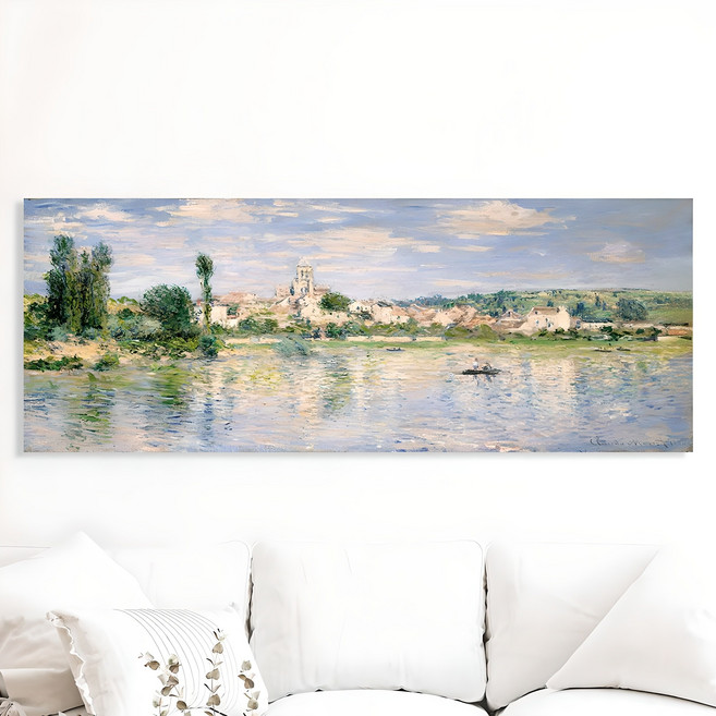 세잔느화실 고급거실 인테리어 명화그림 와이드형 캔버스액자 클로드 모네 여름의베퇴유 초대형 방문설치