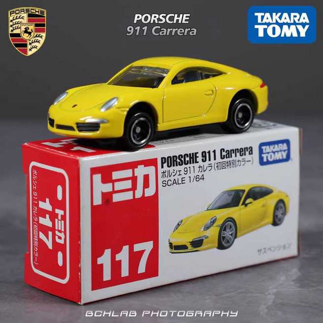 토미카 포르쉐 911 카레라 RS 2.7 스포츠카 모델 소장 장난감 자동차, 1개, 화이트 117 옐로우 포르쉐 911 카레라