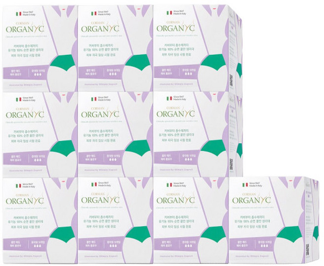 생리대 중대형 10p 10팩 민감 피부 안심 유기농 100% 순면 생리대, 중형, 10개입, 10개