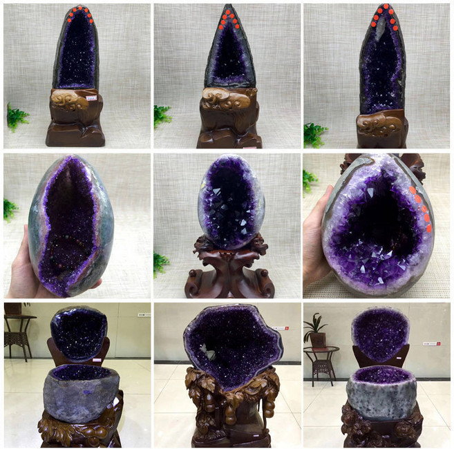 紫水晶洞擺件 紫晶洞 聚寶盆 水晶洞塊 紫晶簇原石消磁擺件, 紫晶洞選貨  聯係客服