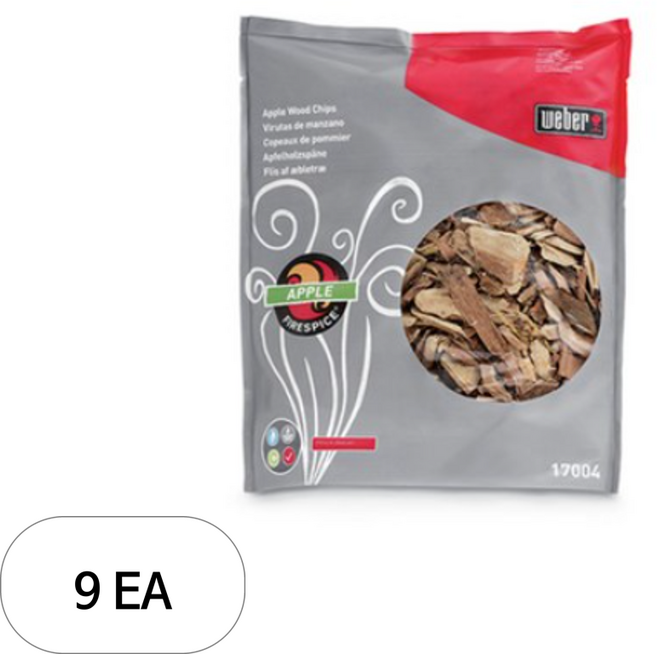 웨버 사과나무 훈연칩 캠핑 바베큐용 1.3kg, 9세트, 1.3L
