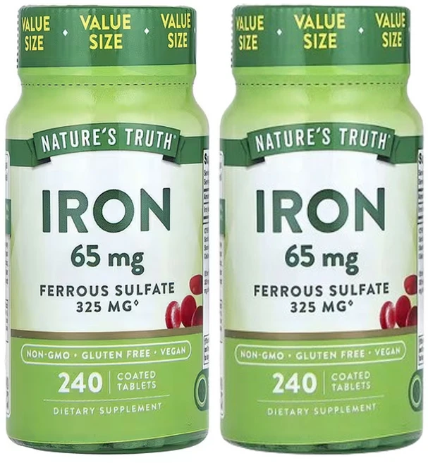 네춰스 트르스 철분 65mg 240코팅정, 2팩, 240정 - 쿠팡