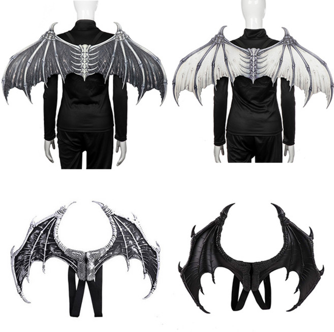 할로윈 데이 악마 날개 검정 드래곤 천사 요정 소품 세트 박쥐 검은 뱀파이어, 1. 용 날개 실버