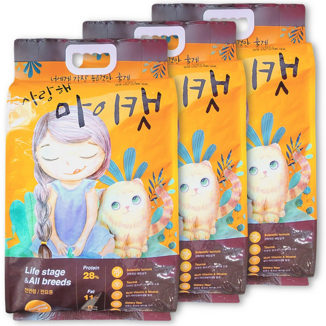 마이캣 고양이 대포장 사료, 5kg, 3개