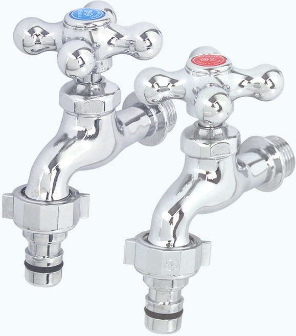 국산 십자 커플링 수도꼭지 냉온수 택1 세탁기 수전 베란다 가로꼭지, 십자 커플링 냉수, 1개