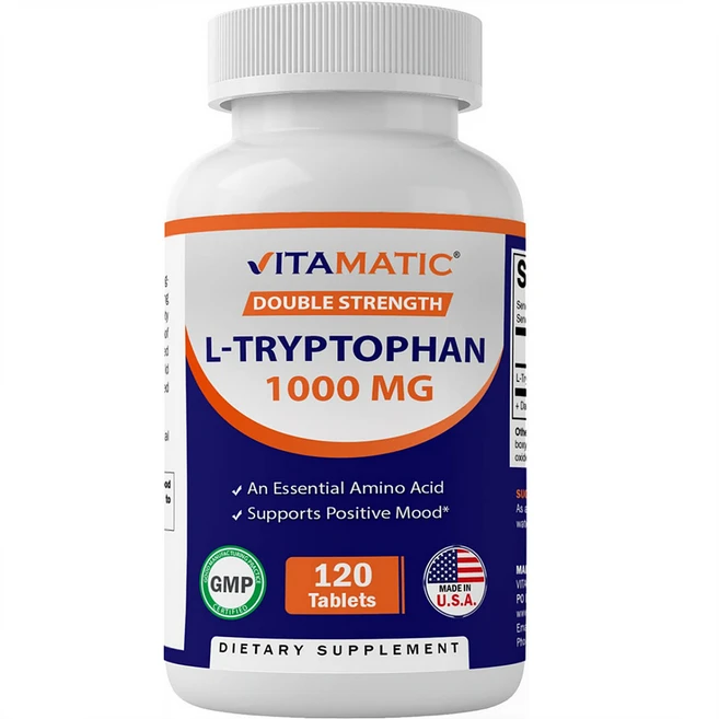Vitamatic L 트립토판 1000mg 세로토닌 생성 1통120정 4개월분 수면영양제, 120정, 1개 - 쿠팡