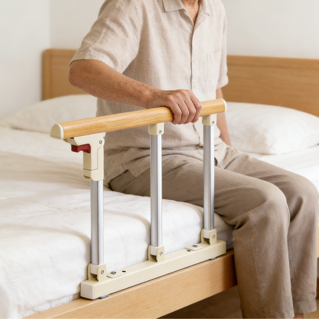 3단 69cm 접이식 스테인리스 침대가드 노인 침대안전 안전 보호대 침대안전바 낙상방지 가정용, 690mm×40mm, 1개