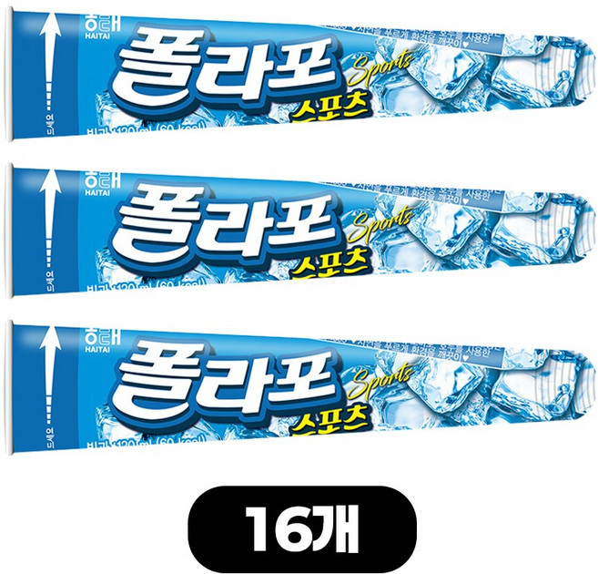 해태 펜슬 아이스크림 폴라포 스포츠, 120ml, 16개