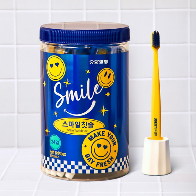 유한덴탈케어 유덴트 스마일 칫솔 2단 미세모 24개