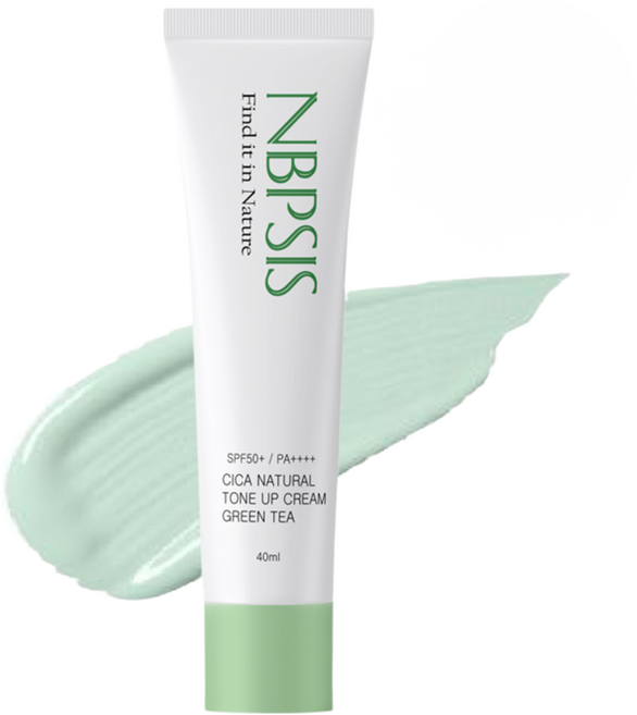 엔비피시스 천연유래성분 94% 톤업선크림 SPA50+ PA++++ 무기자차 시카 자외선차단제, 그린티, 1개, 40ml