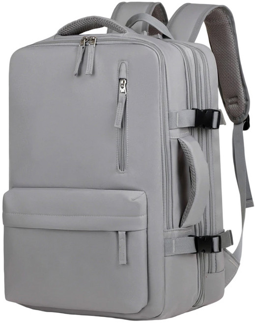 大容量拓展側開多層後背包(多分層外置USB充電孔), 神秘灰