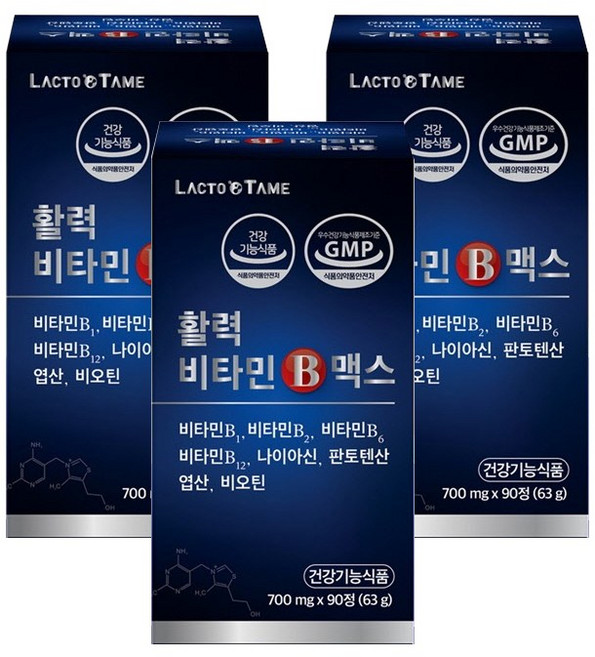 활력 비타민B 맥스 활력증진 활력개선 비오틴 판토텐산 엽산 나이아신 8가지 비타민B, 90정, 3개