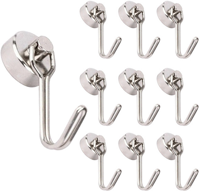 리얼락 초강력 무타공 자석 회전 고리 후크 10P, 1세트