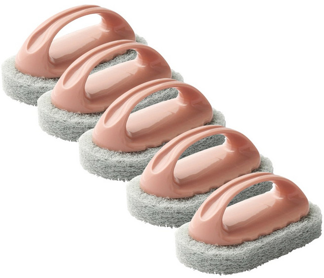 다나몰 수세미 주방 화장실 욕실 타일 핸들 다목적 핑크, 1세트, 5개