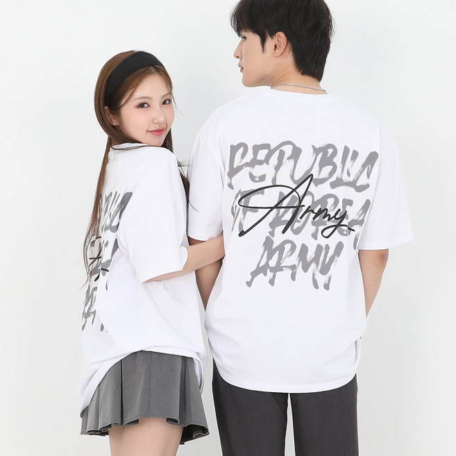 남녀공용 로카 반팔 오버핏 레터링 반팔티