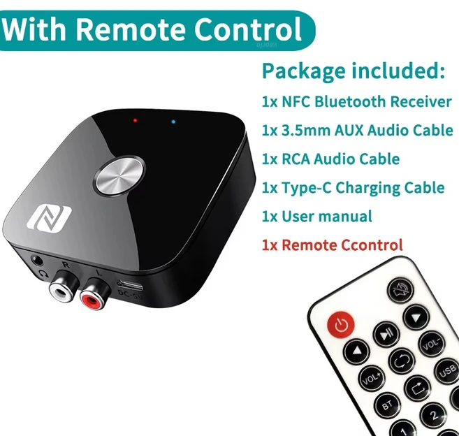 NFC 블루투스 6.0 오디오 리시버 3.5mm AUX R/L RCA 스테레오 무 HIFI 음악 무선 어댑터 USB U디스크 재생, 01 BT6.0