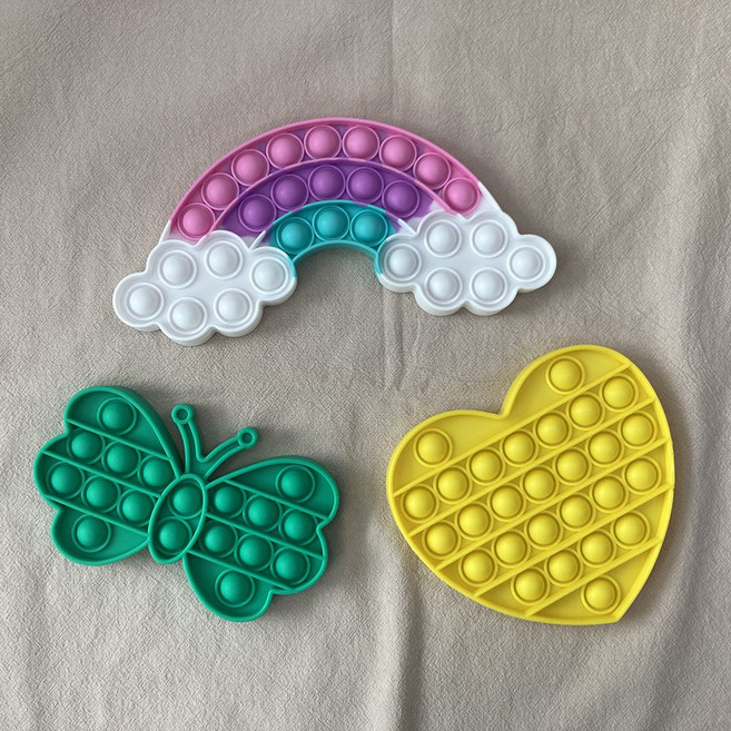 어몽어스 푸쉬팝 버블 팟잇 푸시팝 팝잇 장난감 뽁뽁이 실리콘, (소형 일반)무지개구름, 1개