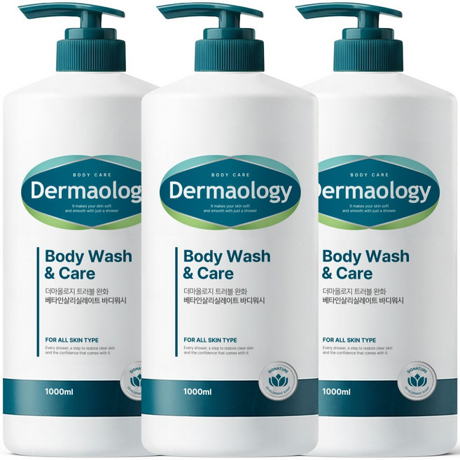 [여드름 완화 기능성] 1+1+1 더마올로지 베타인살리실레이트 등드름 대용량 바디워시 1L 퍼퓸 향기좋은 바디클렌져 바디샤워 남성 여성 남자 여자 향수바디워시 추천, 3개