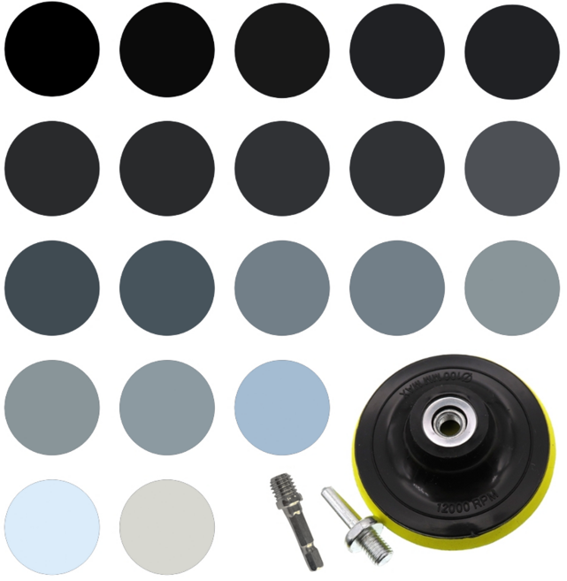 4인치 100mm 60~7000방 원형 사포 20종류 샌딩 패드 세트, 1세트