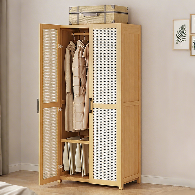 내추럴 라탄 옷장 의류보관 행거 수납장 침실 원룸 공간활용, F02