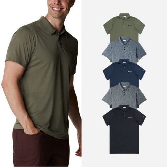 컬럼비아 옴니위크 폴로 기능성 반팔 카라 티셔츠, XL, NAVY HEATHER